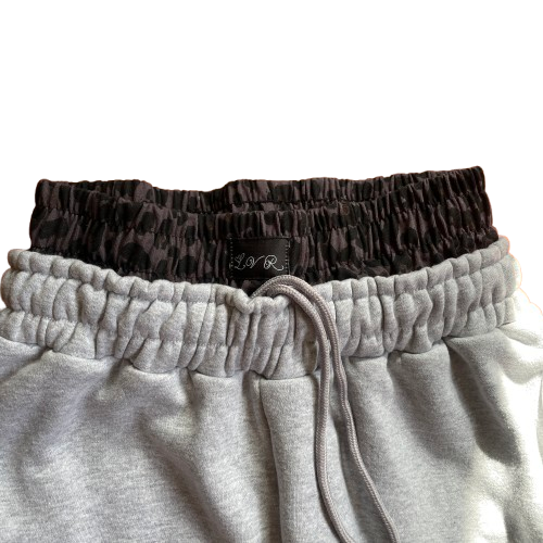 Grey 'Cleavé' Leopard Long Shorts
