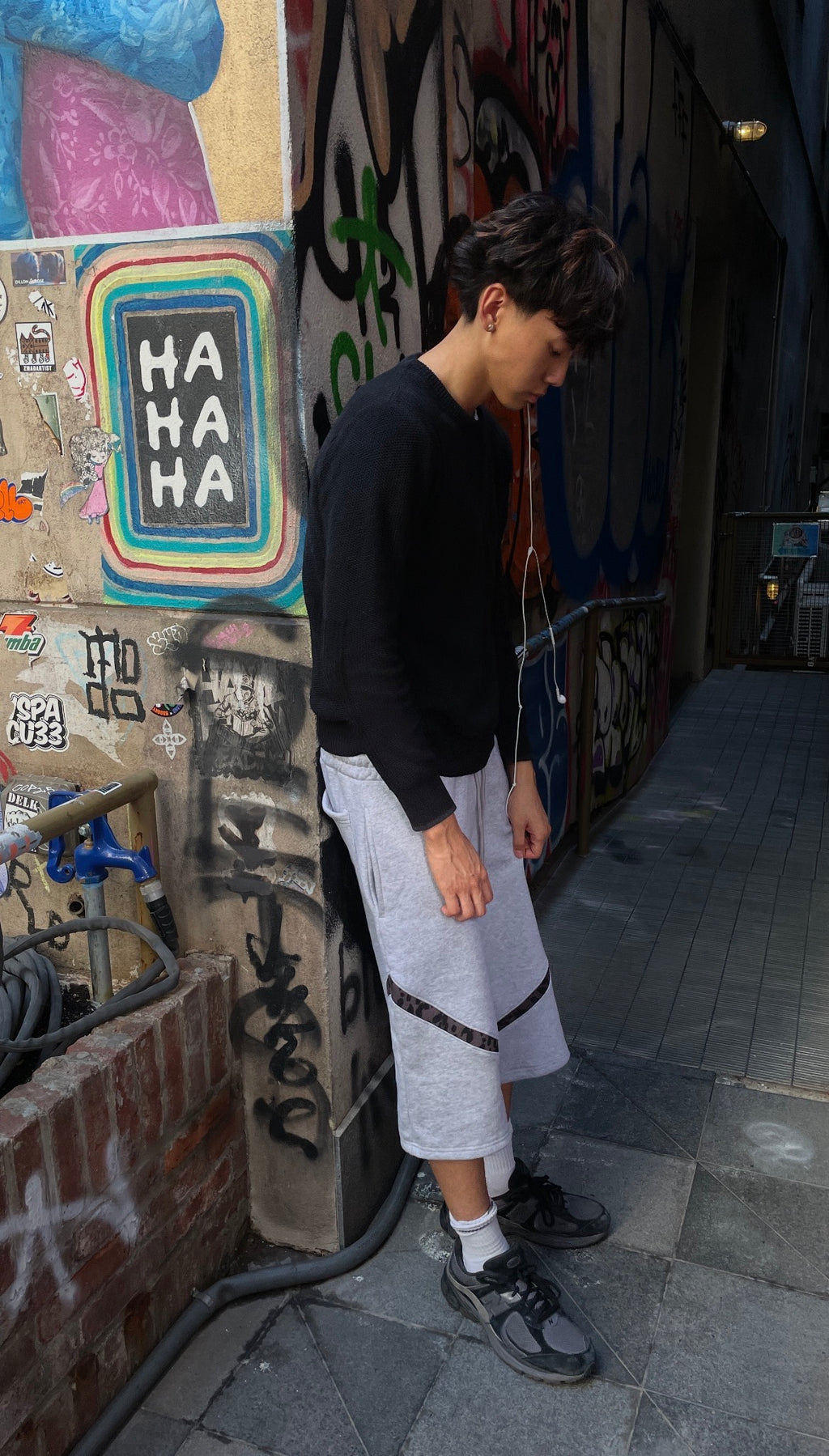 Grey 'Cleavé' Leopard Long Shorts